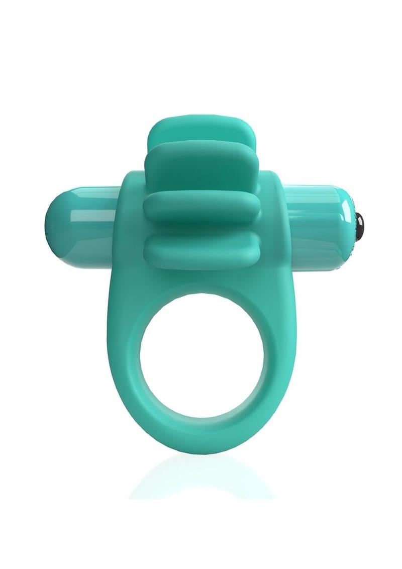 4b Skooch Vibrating Cock Ring with Clitoral Stimulator - Green/Kiwi