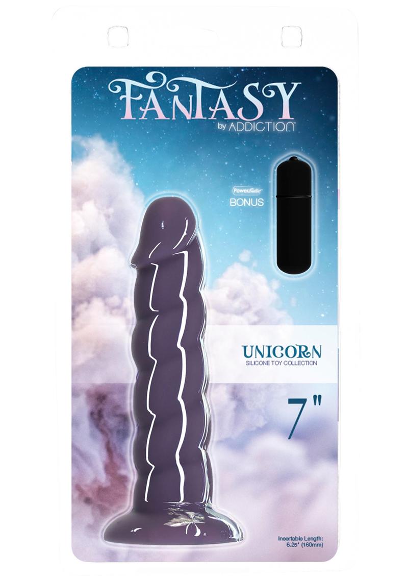 Addiction Fantasy Unicorn Silicone Dildo - Purple - 7in