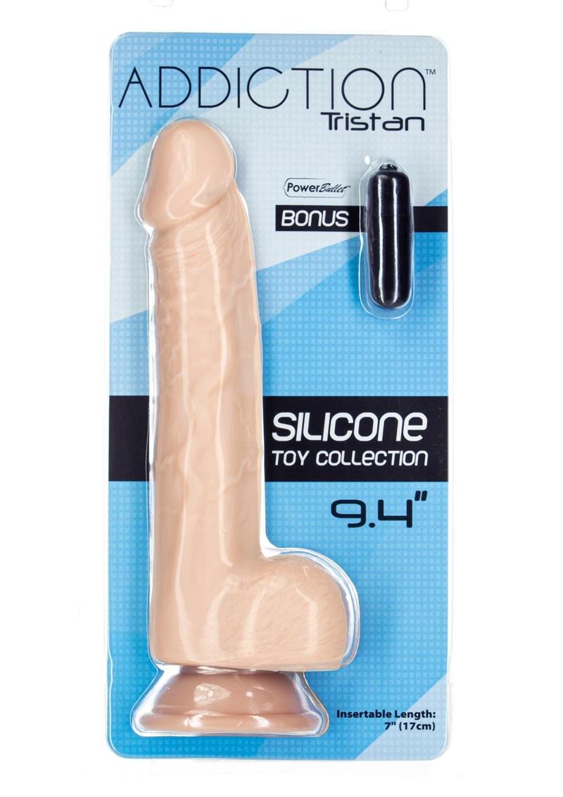 Addiction Tristan Silicone Realistic Dildo with Bonus Bullet - Vanilla - 9in