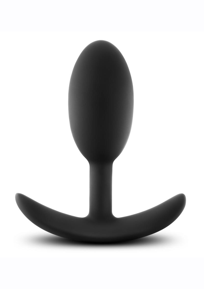 Anal Adventures Platinum Silicone Vibra Slim Butt Plug - Black - Medium