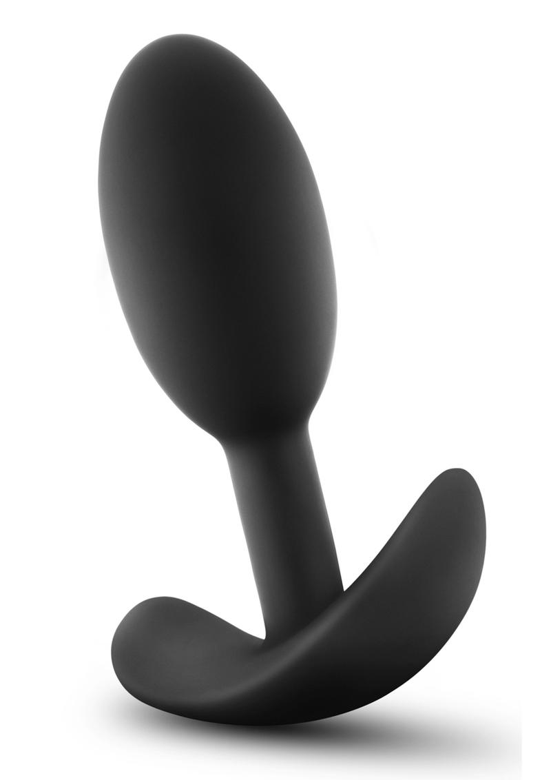 Anal Adventures Platinum Silicone Vibrating Slim Anal Plug - Black - Small