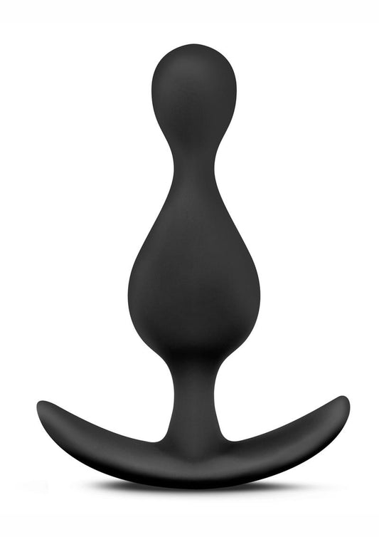 Anal Adventures Platinum Wave Silicone Butt Plug - Black