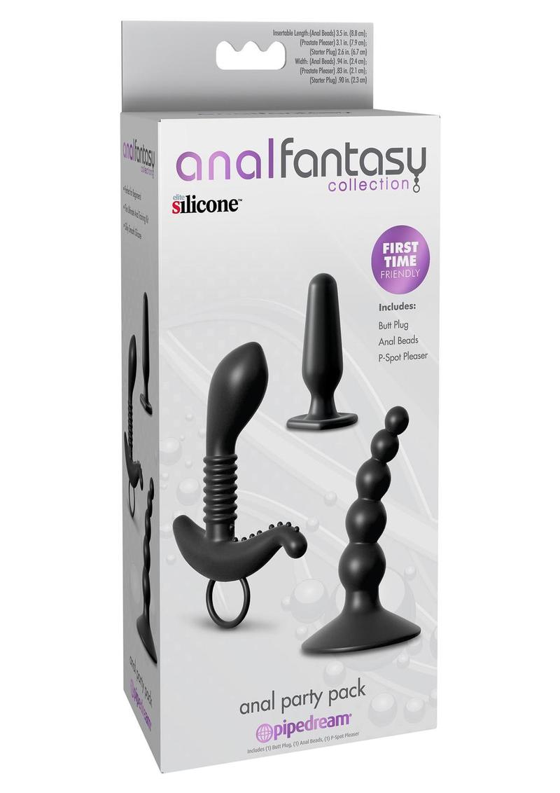 Anal Fantasy Collection Anal Party Pack Silicone - Black - 3 Each Per Box