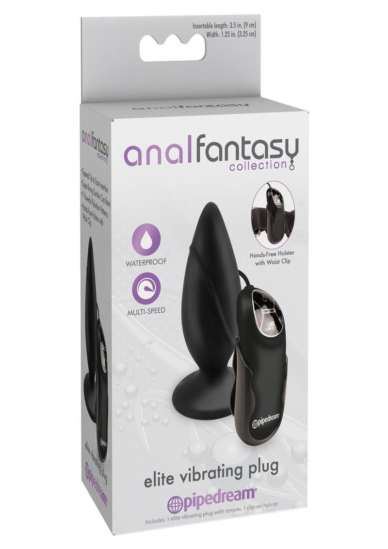 Anal Fantasy Collection Elite Vibrating Silicone Plug - Black - 3.5in