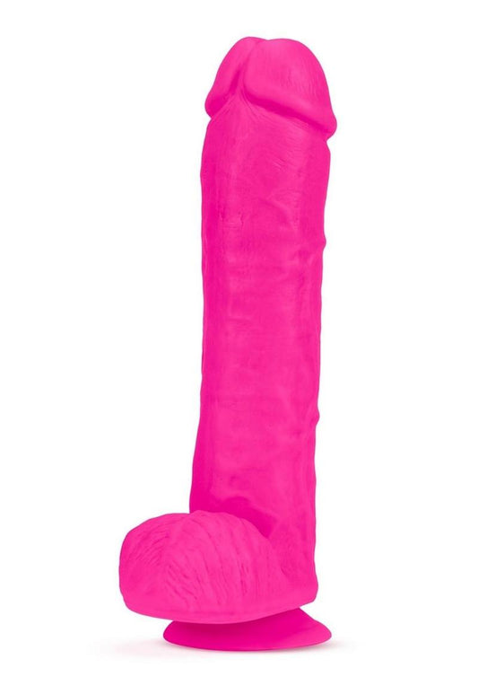 Au Naturel Bold Big John Dildo with Suction Cup and Balls - Pink - 11in