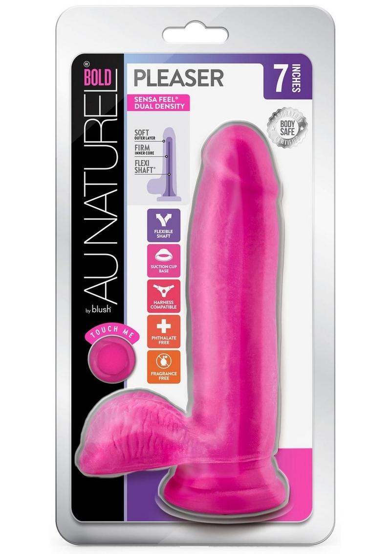 Au Naturel Bold Pleaser Dildo with Suction Cup - Pink - 7in