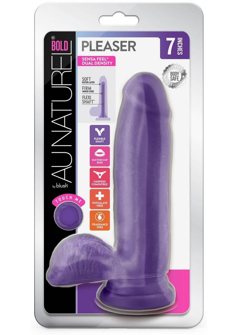 Au Naturel Bold Pleaser Dildo with Suction Cup - Purple - 7in