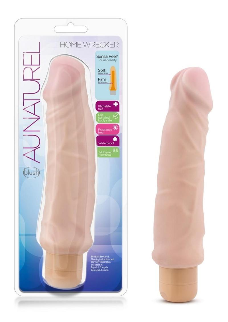 Au Naturel Home Wrecker Vibrating Dildo - Flesh/Vanilla - 9in