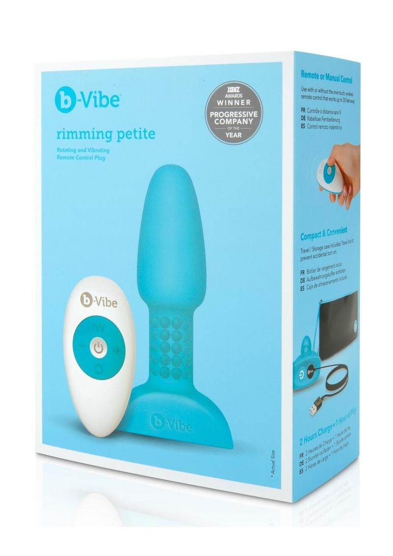 B-Vibe Rimming Petite Rechargeable Silicone Anal Plug with Remote Control - Teal