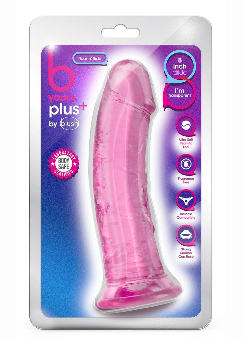 B Yours Plus Roar N' Ride Realistic Dildo - Pink - 8in