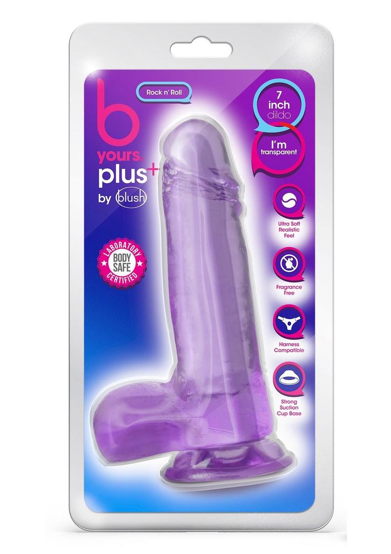 B Yours Plus Rock N' Roll Realistic Dildo with Balls - Purple - 7.25in