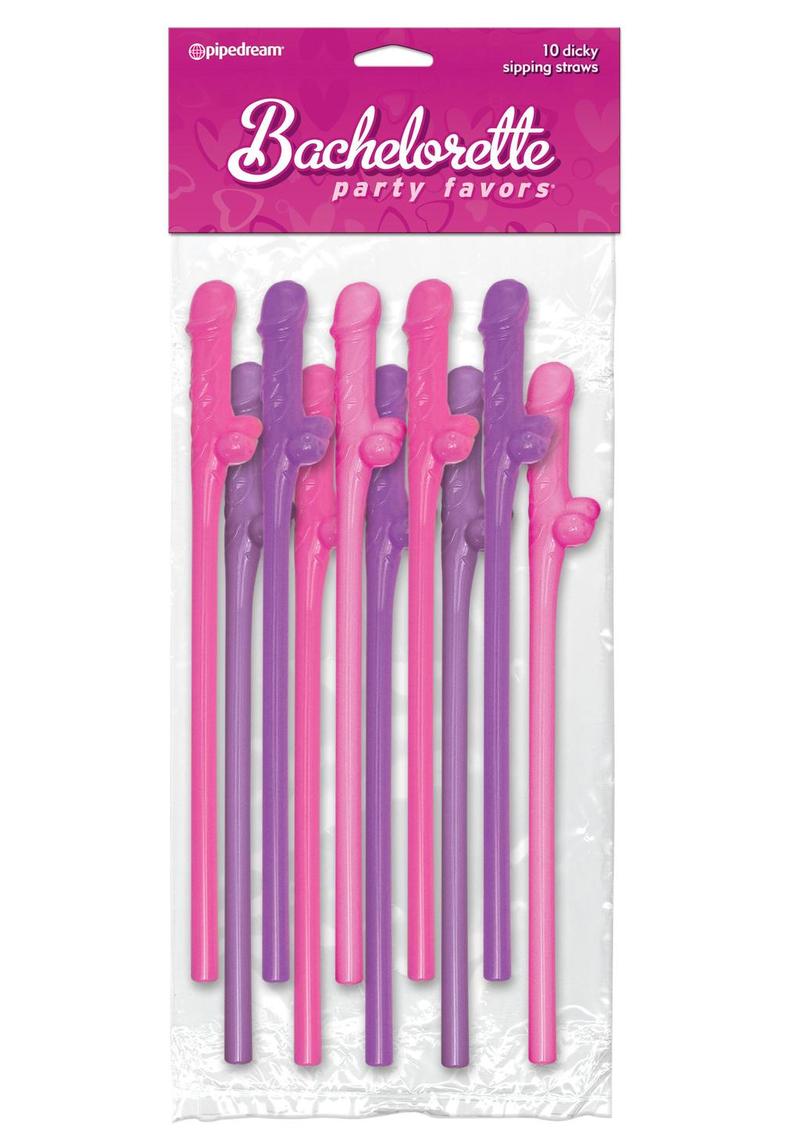 Bachelorette Party Favors Dicky Sipping Straws - Pink/Purple