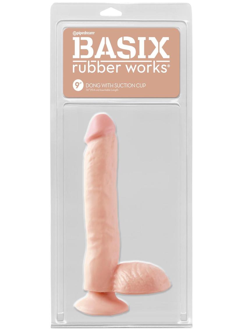 Basix Rubber Works Dong with Suction Cup - Flesh - 9in