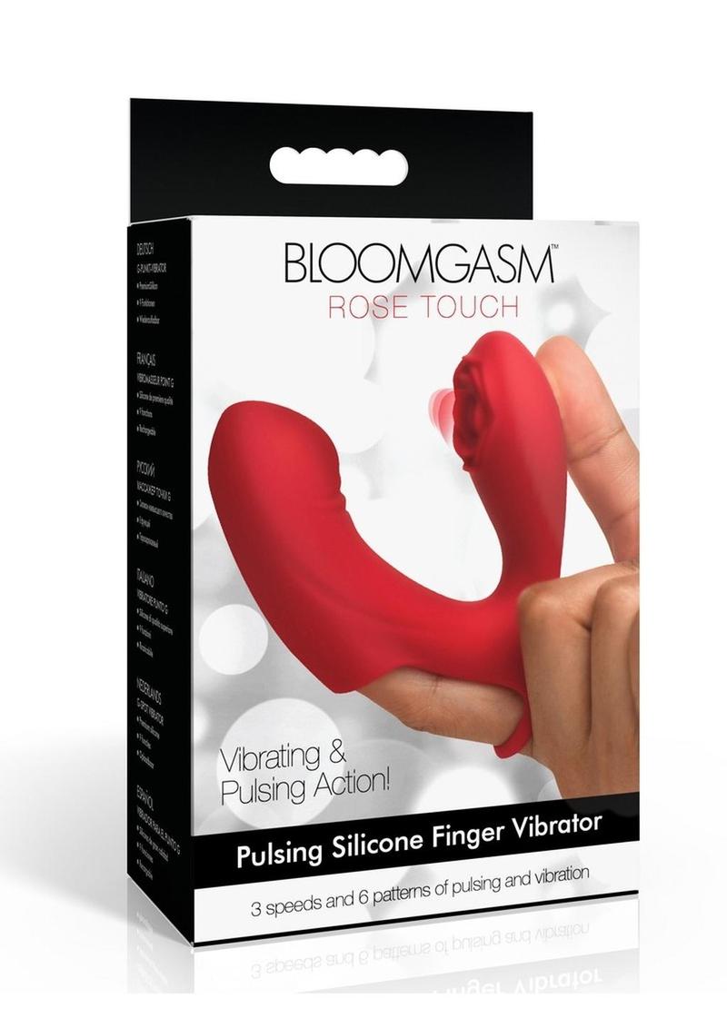 Bloomgasm Rose Touch Pulsing Rechargeable Silicone Finger Vibrator - Red