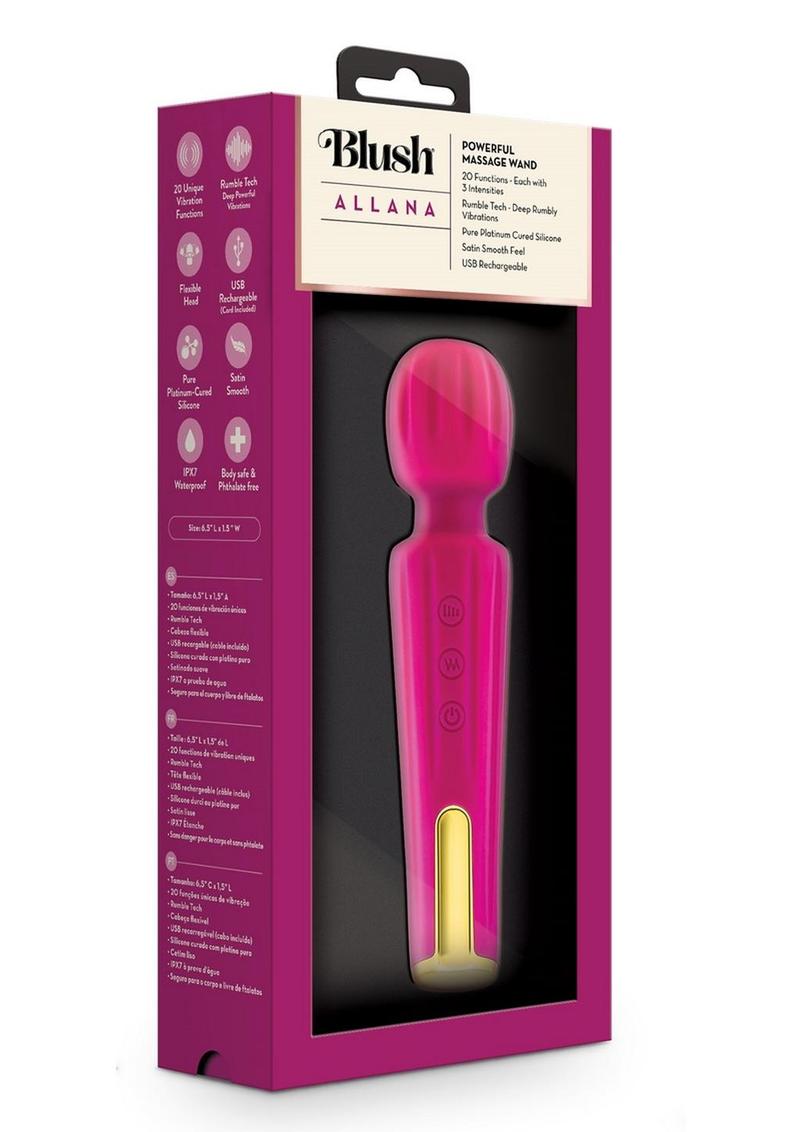 Lush Allana Velvet Rechargeable Silicone Wand Vibrator - Magenta/Purple/Rose Gold