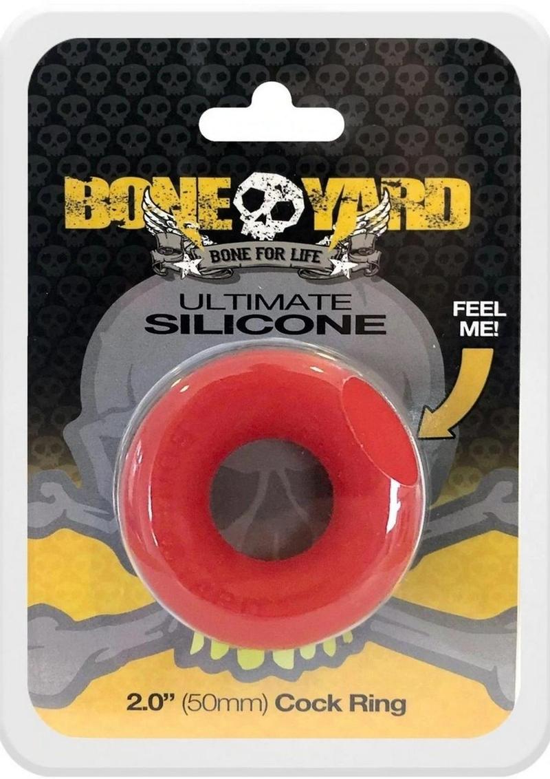 Boneyard Ultimate Silicone Cock Ring - Red - 2in