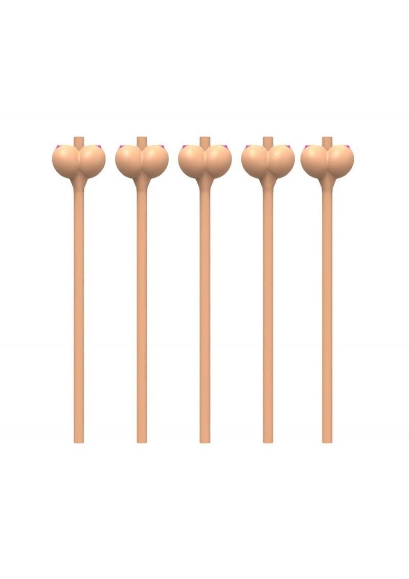 Boobylicious Boobie Party Straws - Flesh/Tan - 6 Per Pack