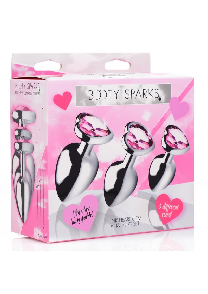 Booty Sparks Heart Gem Anal Plug - Pink - Set