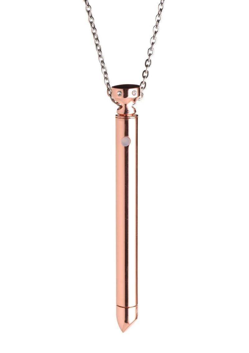 Charmed Rechargeable Stainless Steel 7x Vibrating Necklace - Rose Gold