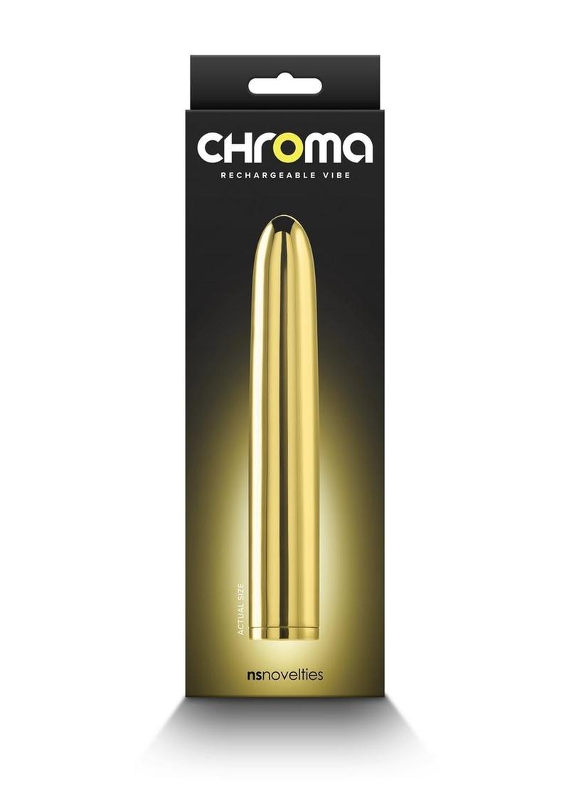 Chroma Classic Rechargeable Vibrator - Gold - 7in