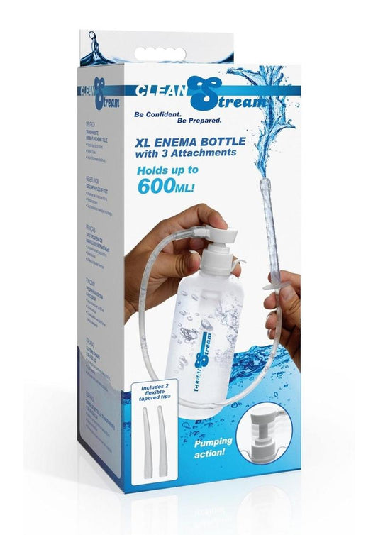 Cleanstream XL Enema Bottle with 3 Attachments - Clear