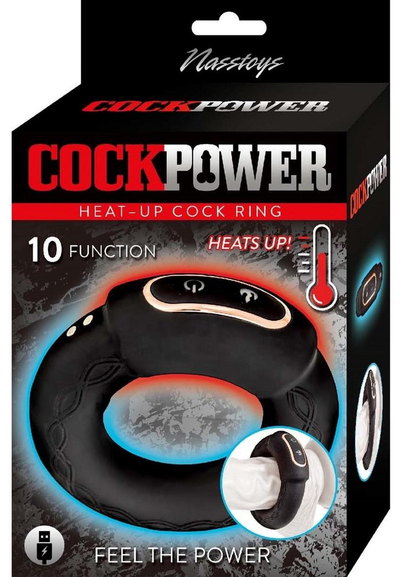 Cockpower Heat Up Rechargeable Silicone Cock Ring - Black