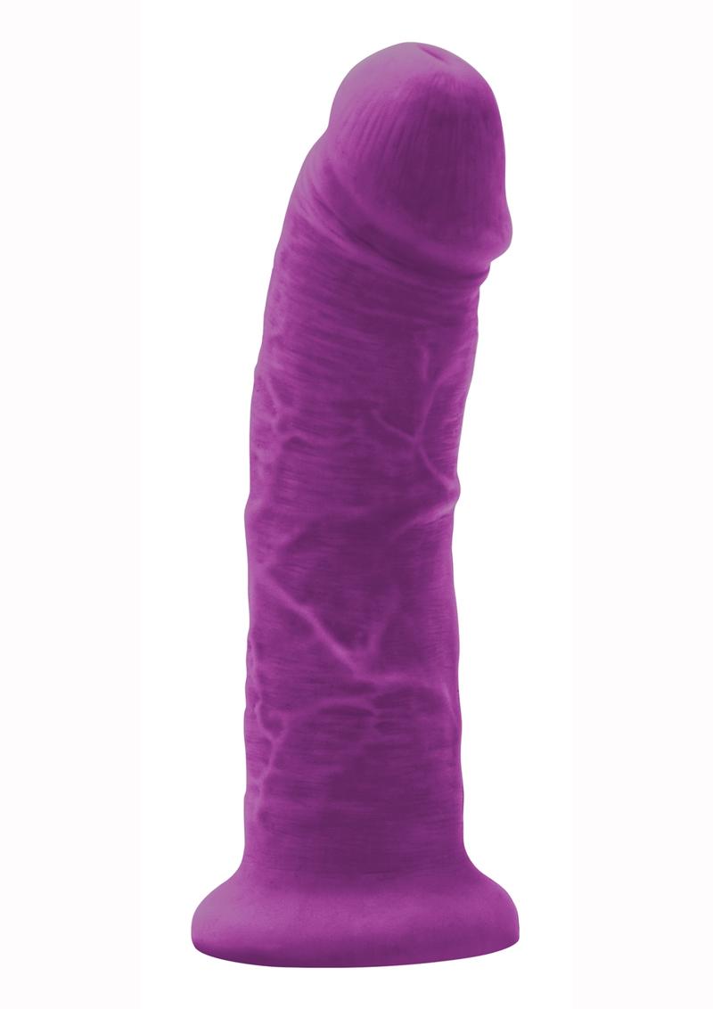 Colours Girth Silicone Dildo - Purple - 7in