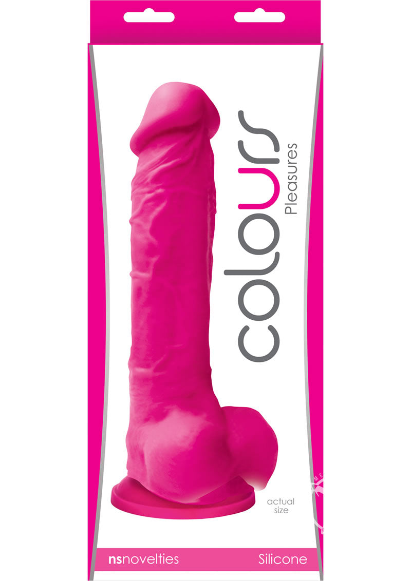 Colours Pleasures Silicone Dildo - Pink - 8in