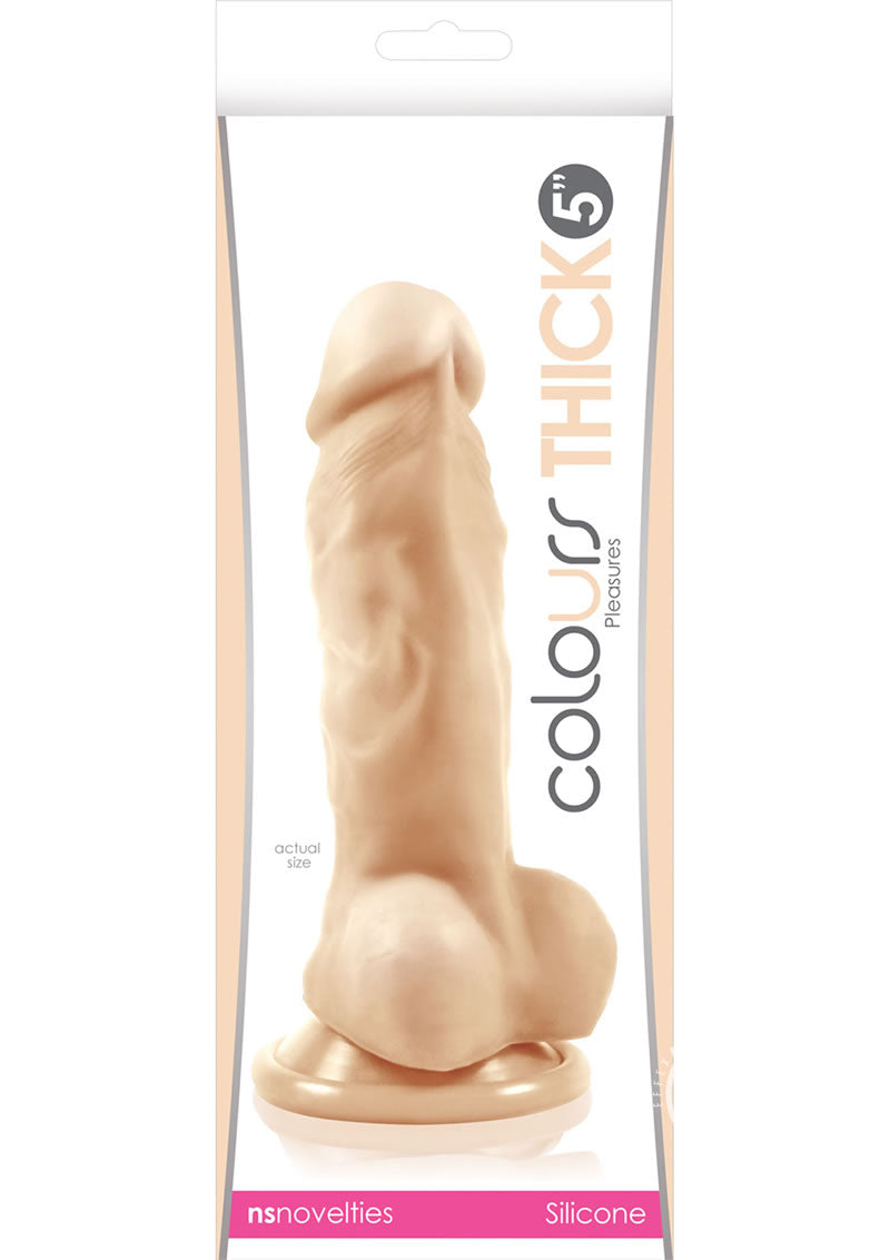 Colours Pleasures Silicone Thick Dildo - Vanilla/White - 5in