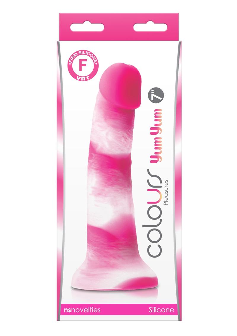 Colours Pleasures Yum Yum Silicone Dildo - Pink/White - 7in