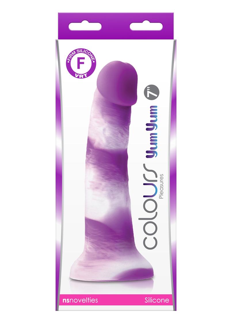 Colours Pleasures Yum Yum Silicone Dildo - Purple/White - 7in