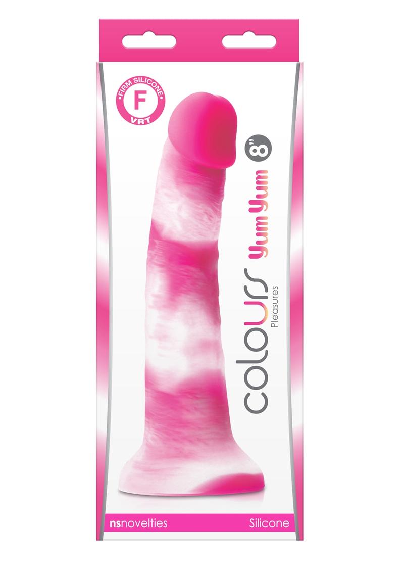 Colours Pleasures Yum Yum Silicone Dildo - Pink/White - 8in