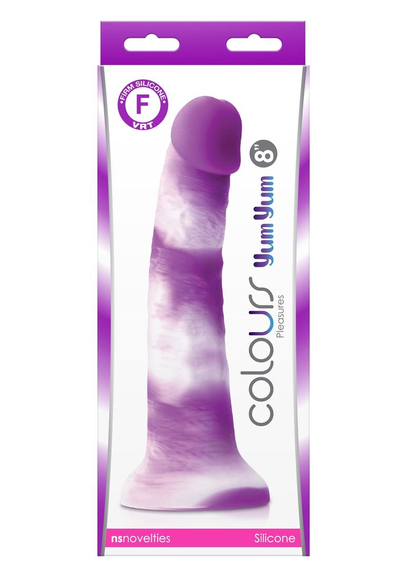 Colours Pleasures Yum Yum Silicone Dildo - Purple/White - 8in