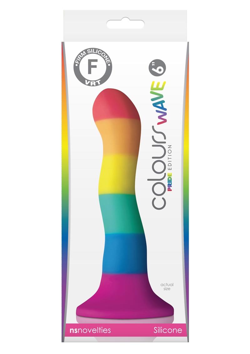 Colours Pride Edition Wave Silicone Dildo - Multicolor/Rainbow - 6in