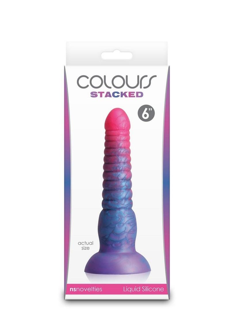 Colours Stacked Silicone Dildo - Blue/Pink - 6in