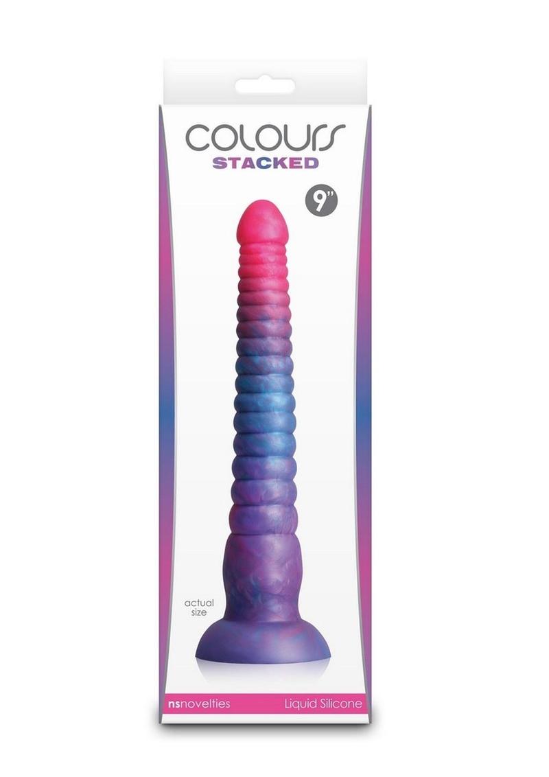 Colours Stacked Silicone Dildo - Blue/Pink - 9in