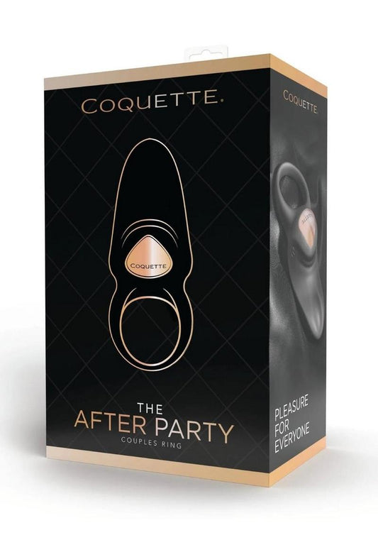 Coquette The After Party Silicone Rechargeable Couples Ring - Black/Gold