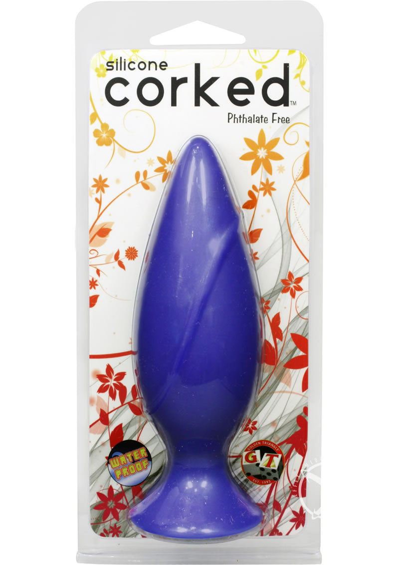 Corked Silicone Anal Plug - Blue - Medium