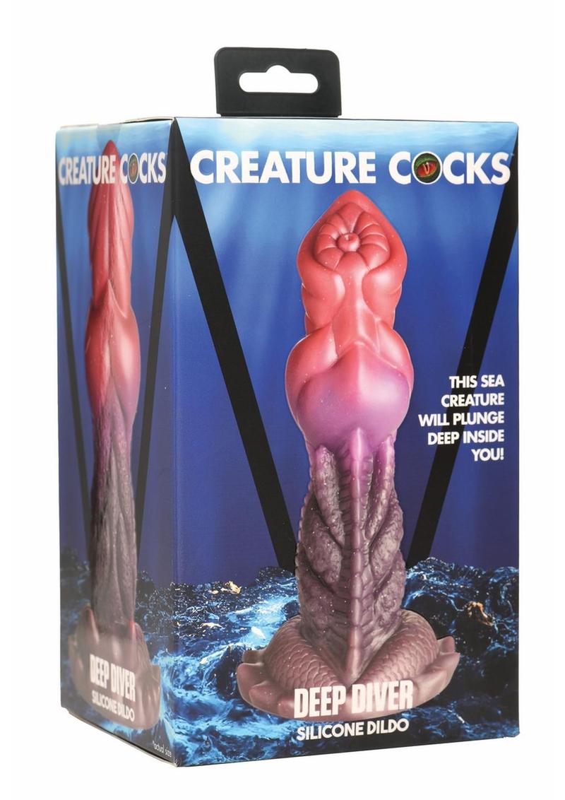 Creature Cocks Deep Diver Silicone Dildo - Brown/Red