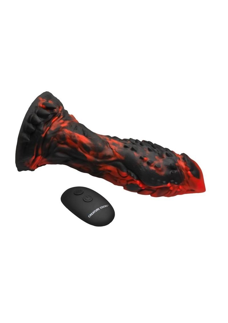 Creature Cocks Inferno Cock Vibrating Silicone Dildo - Black/Red