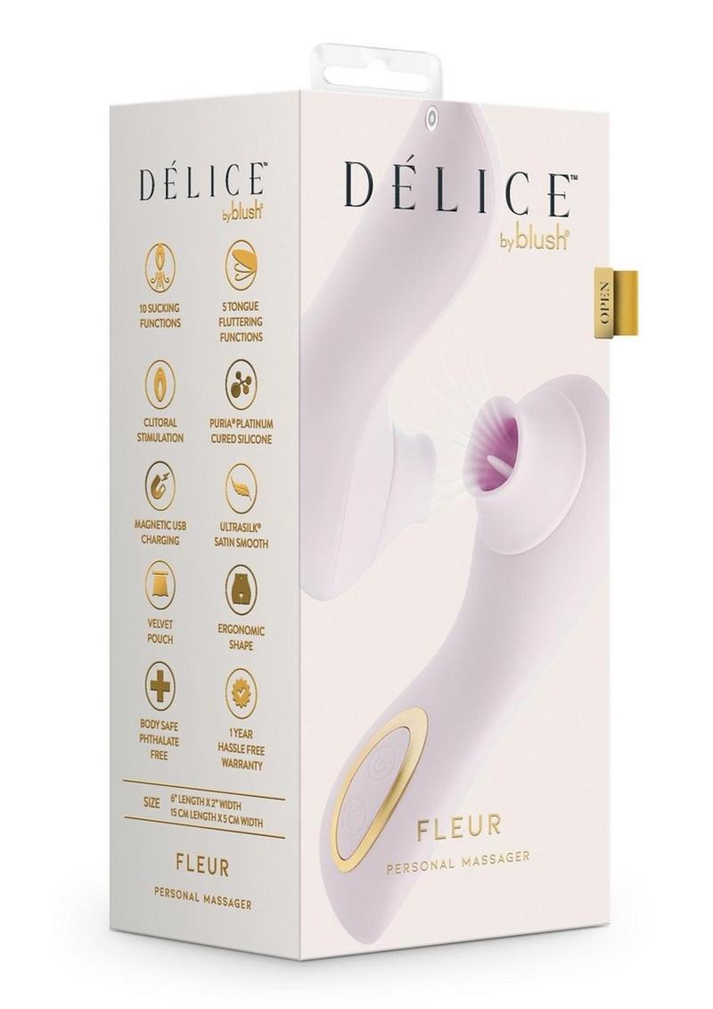 Delice Fleus Air Pulsing Vibe Rechargeable Silicone Clitoral Vibrator - Barely - Purple