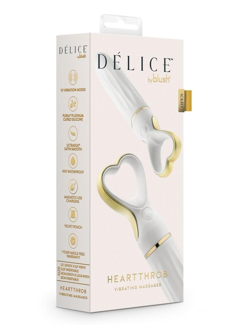 Delice Heartthrob Rechargeable Silicone Vibrator - White Bouquet - White