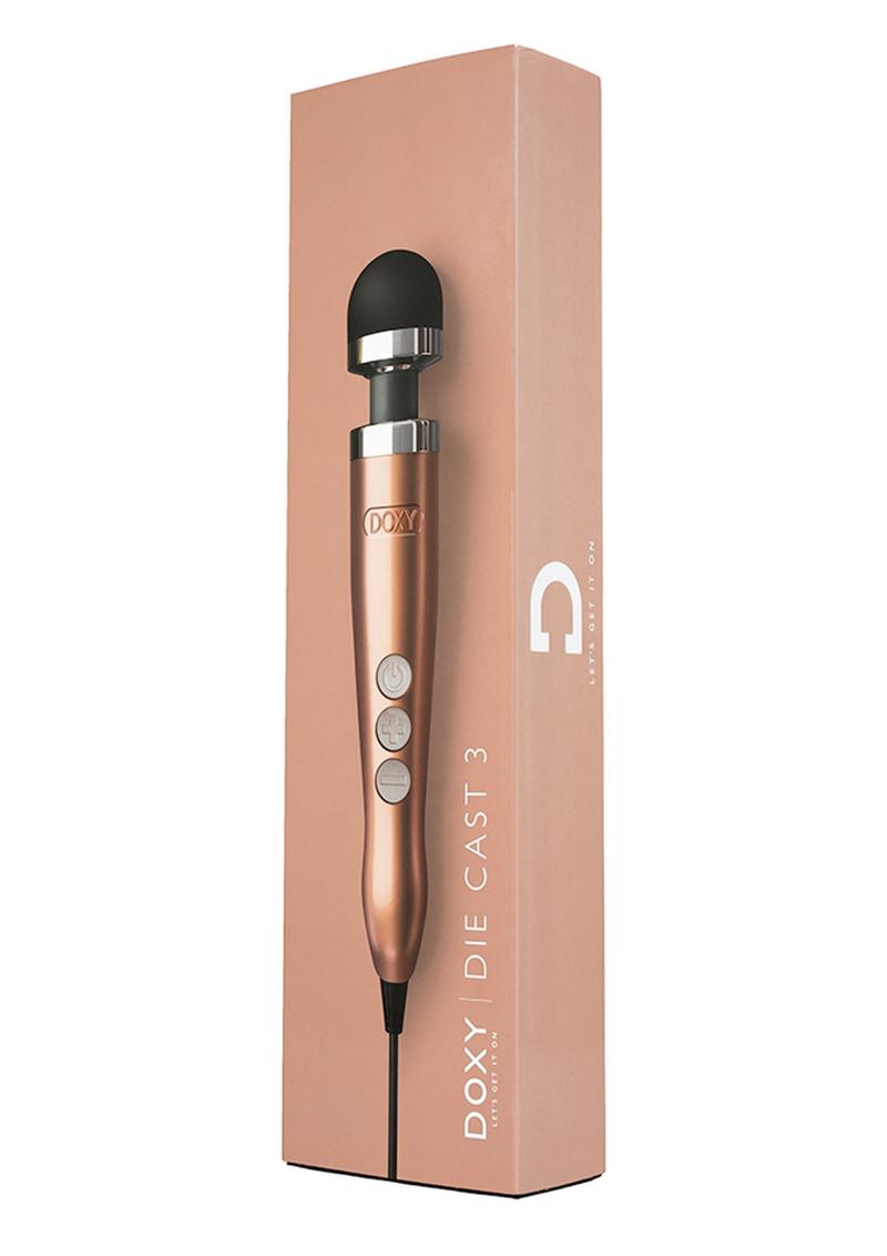 Doxy Die Cast 3 Wand Plug-In Body Massager - Black/Rose Gold - Small