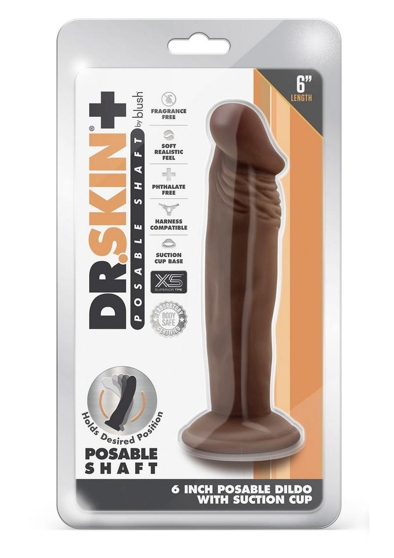 Dr. Skin Plus Posable Dildo - Chocolate - 6in