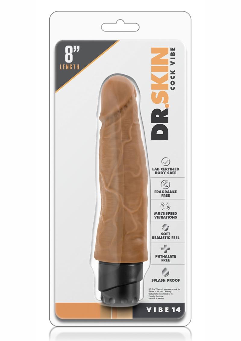 Dr. Skin Cock Vibe 14 Vibrating Dildo - Caramel - 8in