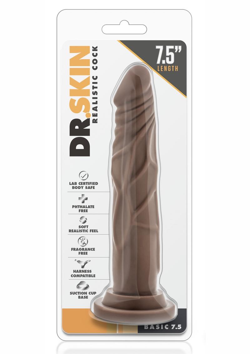 Dr. Skin Realistic Cock Basic 7.5 Dildo - Chocolate - 7.5in