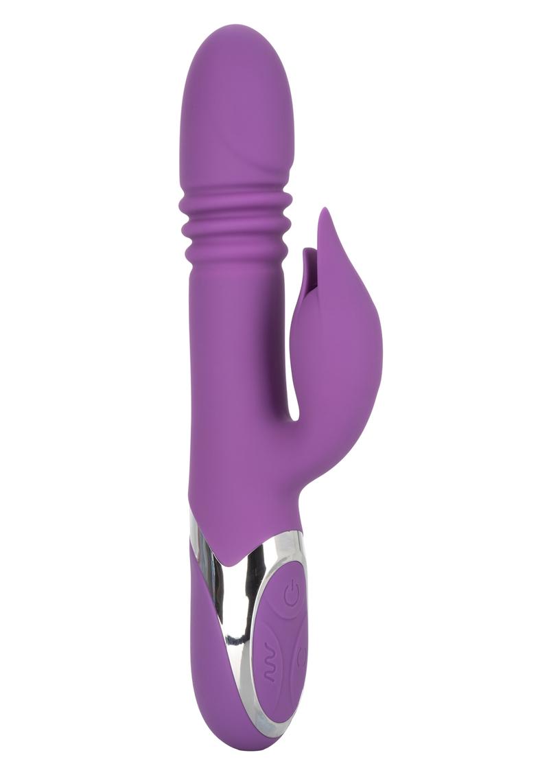 Enchanted Kisser Rechargeable Silicone Thrusting Rabbit Vibrator - Purple