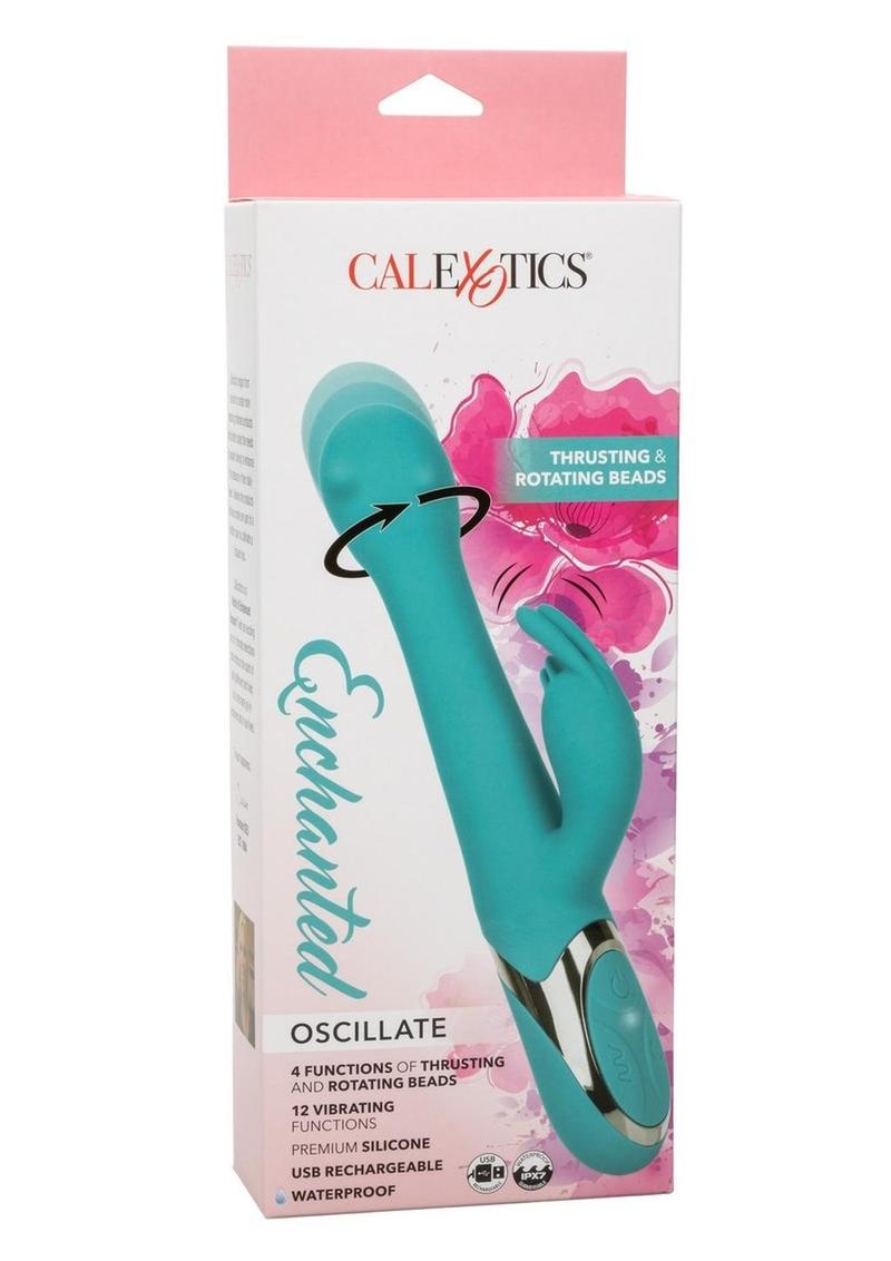 Enchanted Oscillate Rechargeable Silicone Rabbit Vibrator - Blue