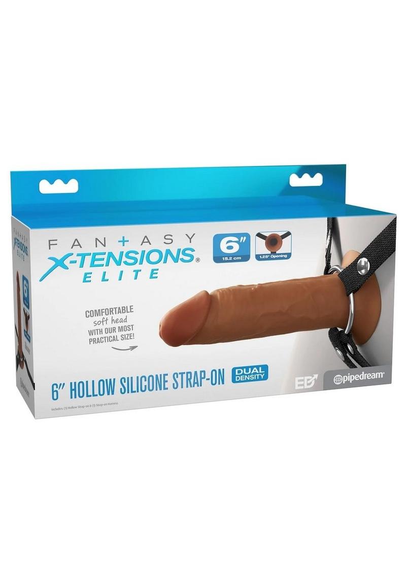 Fantasy X-Tensions Elite Silicone Dual Density Hollow Strap-On - Caramel - 6in