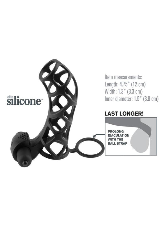 Fantasy X-Tensions Silicone Extreme Power Vibrating Cock Cage - Black